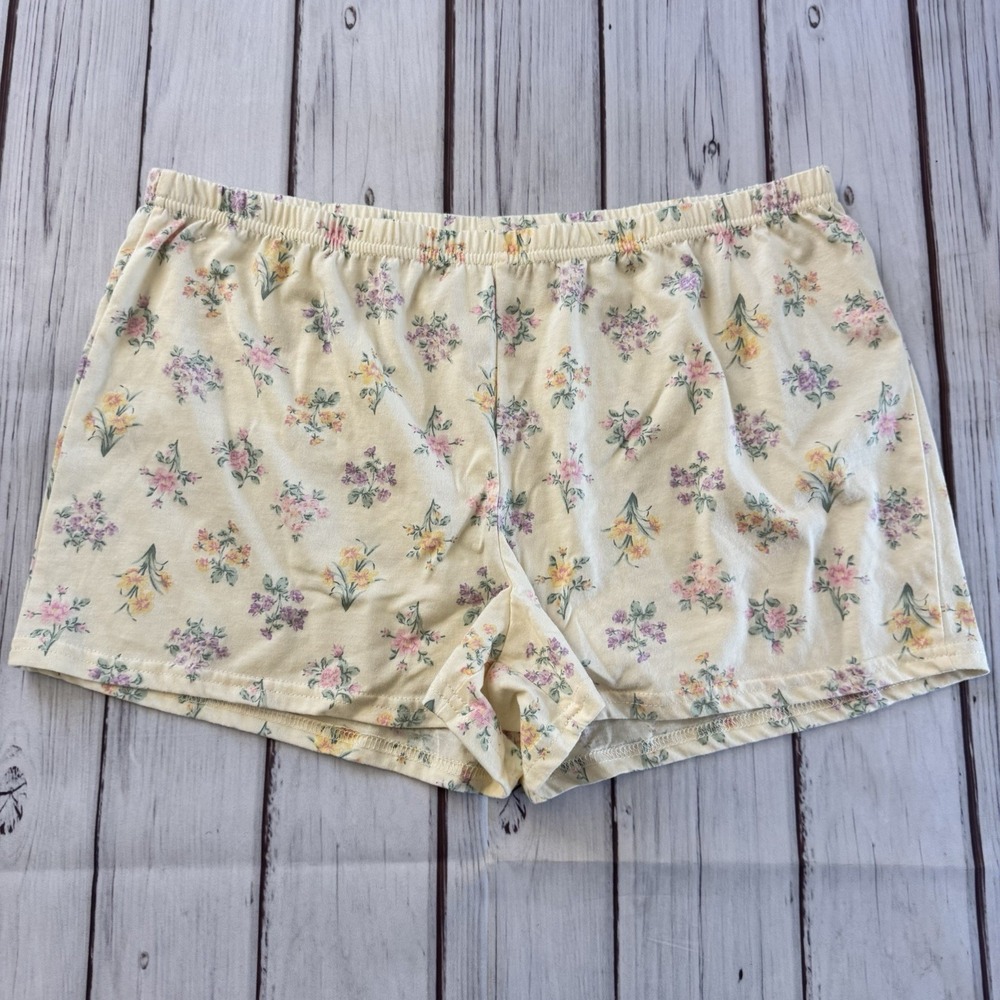 Laura Ashley Floral Cotton Lounge Sleep Shorts Cottagecore Vintage Style L